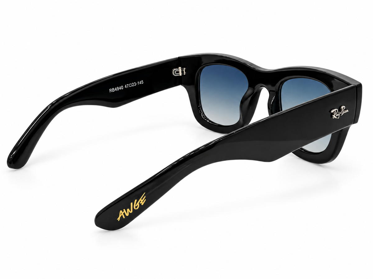 The Bold One – Chunky Wayfarer Sunglasses with Ice Blue Gradient Lenses