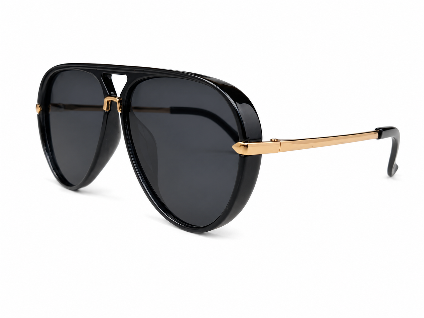 Black Aviator Sunglasses – Gold Accent | Unisex