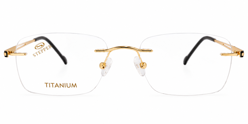 Golden Titanium Rimless Eyeglasses