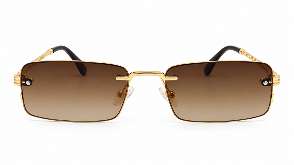 Luxury Rimless Brown Gradient Sunglasses – Gold Rope Temple Square