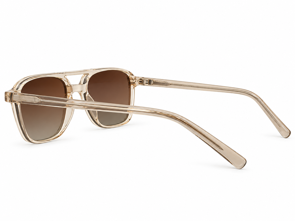 Transparent Champagne Double Bridge Unisex Sunglasses