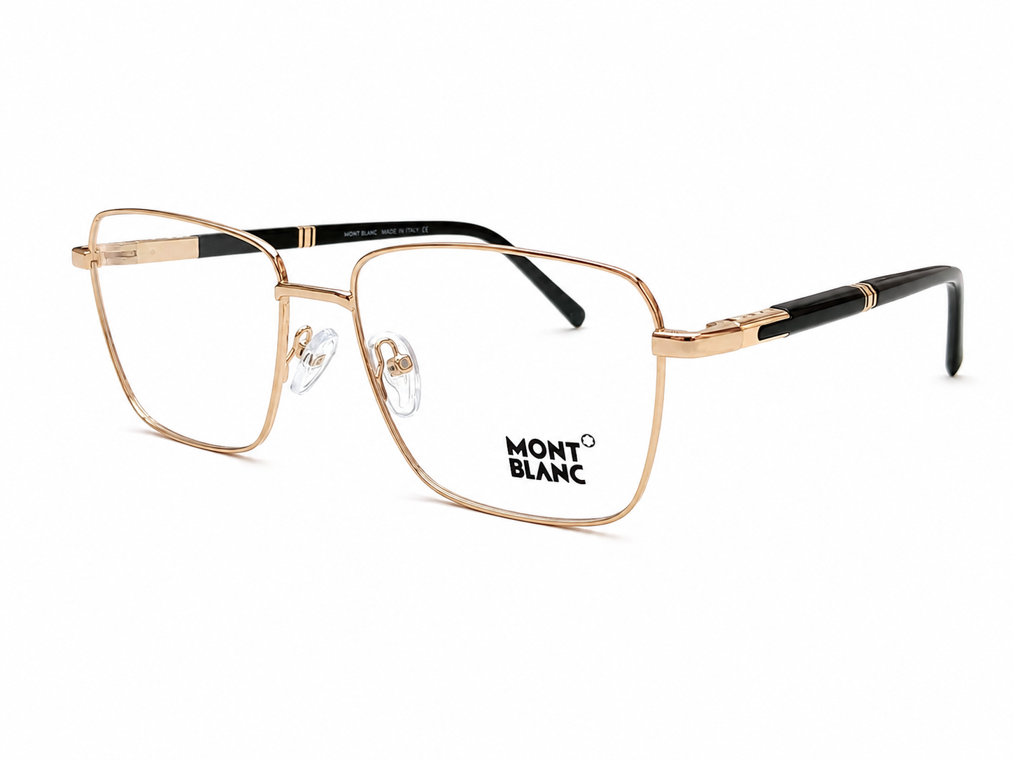 Luxury Metal Square Eyeglass Frame – Black Temples
