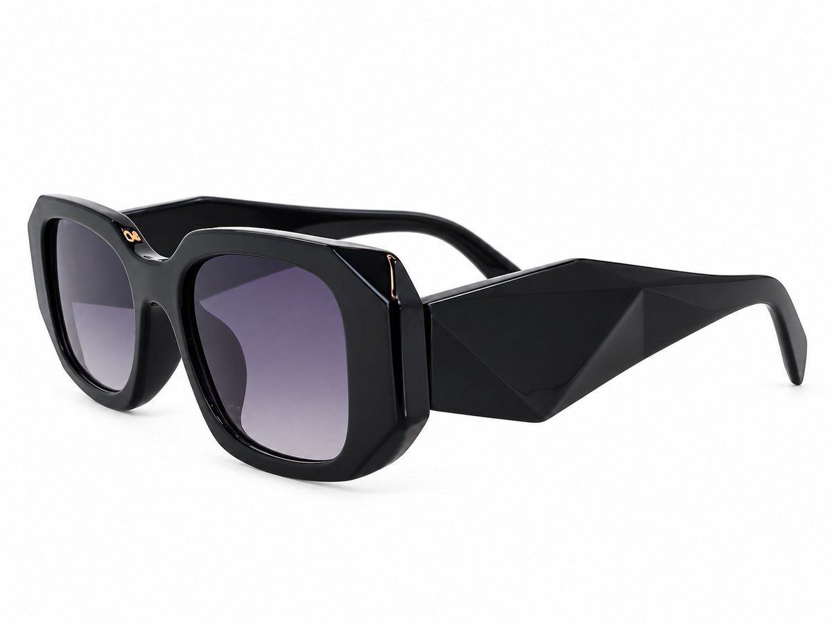 Black Geometric Sunglasses – Gradient Lens