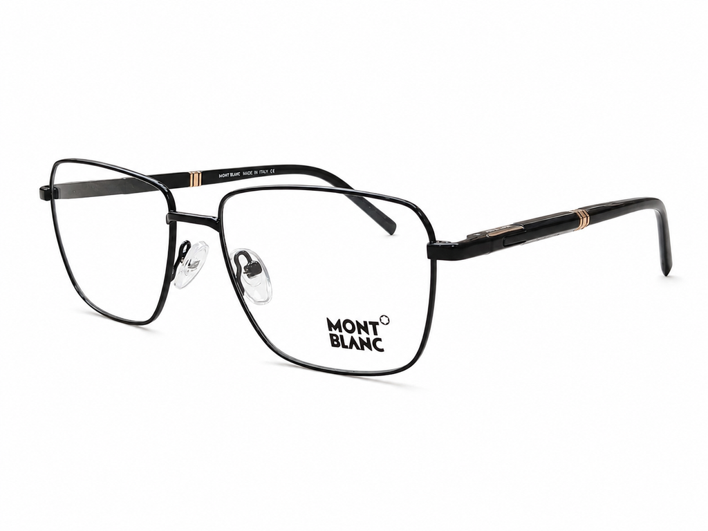 Luxury Metal Square Eyeglass Frame – Black Temples