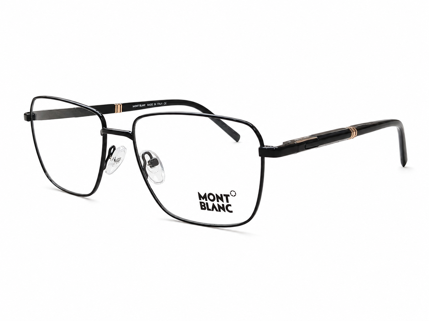 Luxury Metal Square Eyeglass Frame – Black Temples