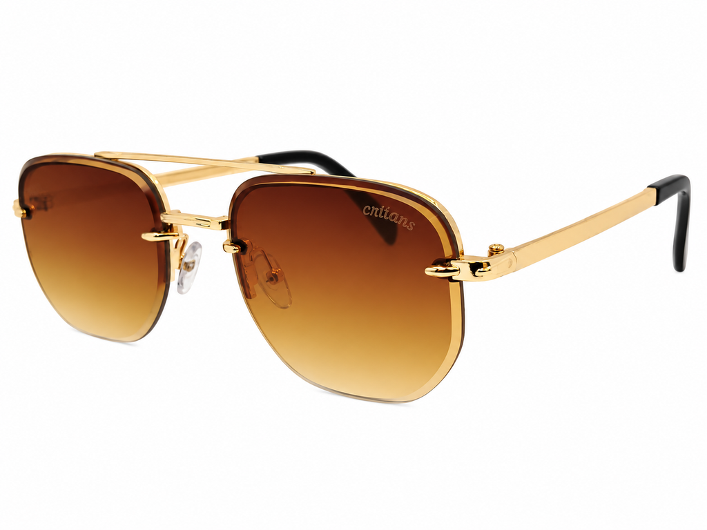 Luxury Gold Double Bridge Sunglasses – Gradient Rimless