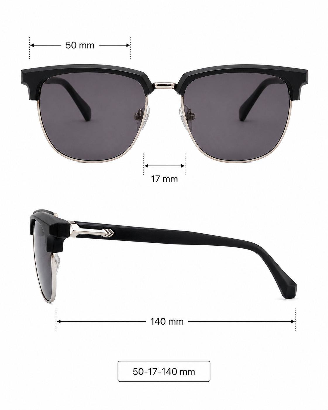 Unisex Bold Clubmaster-Style Browline Sunglasses