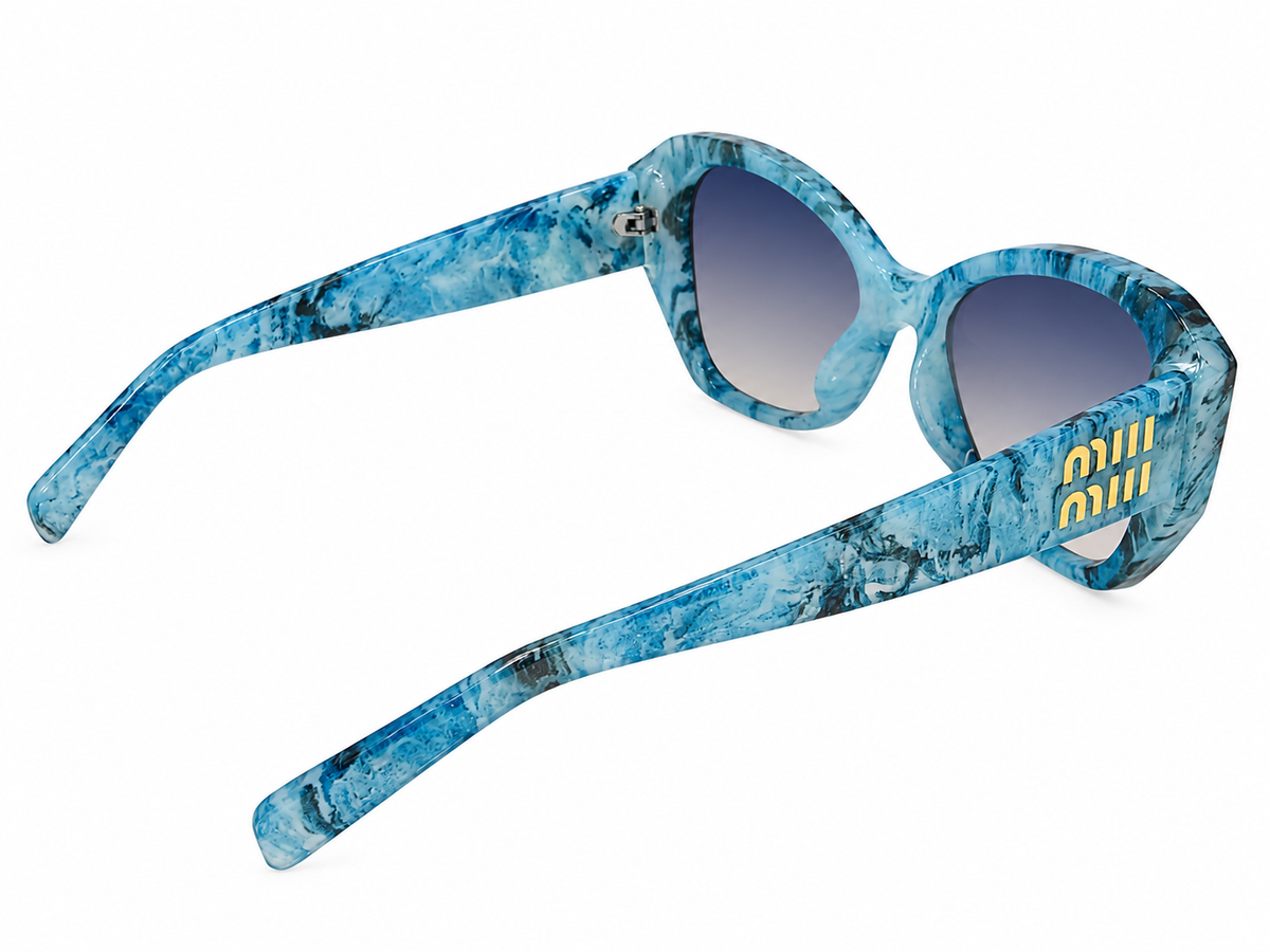 Aqua Blue Marble Oversized Statement Sunglasses