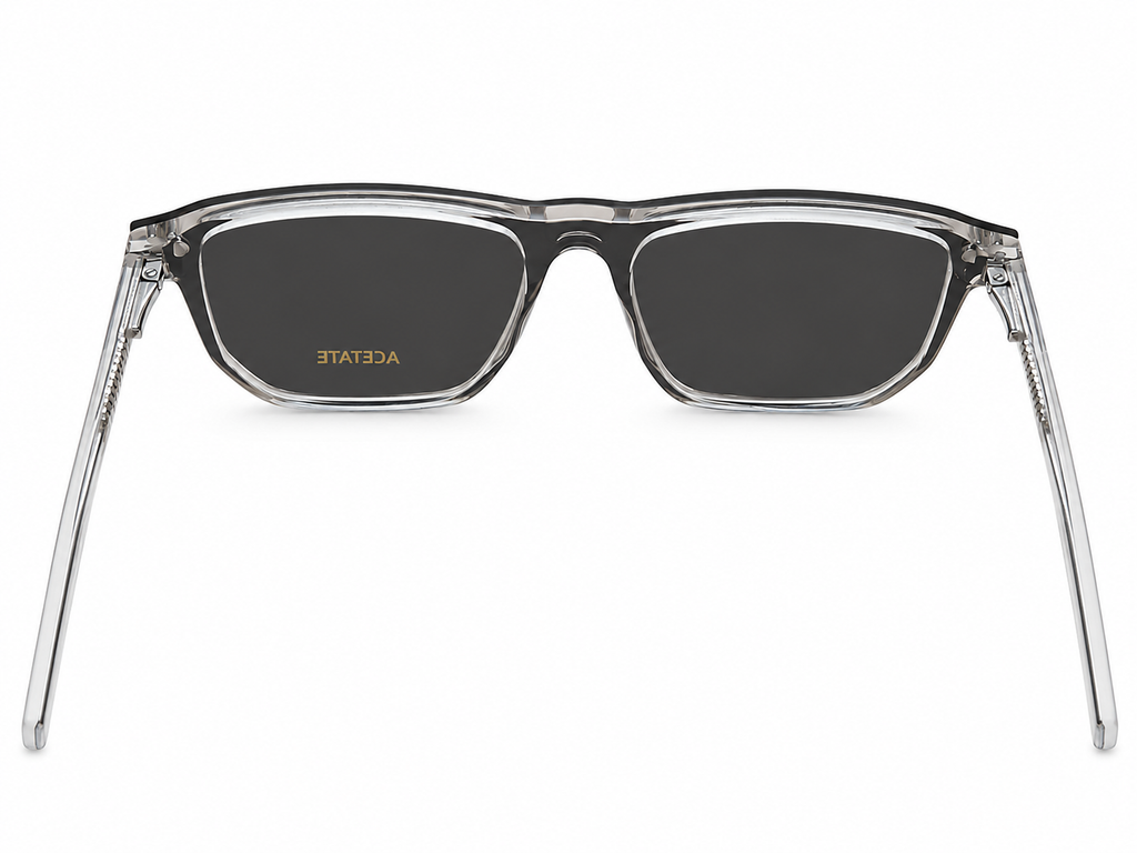Clear Acetate Eyeglasses with Magnetic Black Sunglasses Clip-On