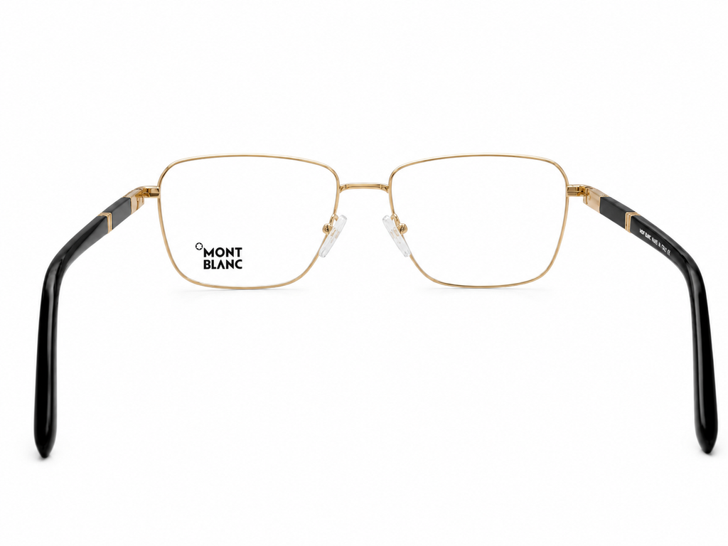 Luxury Metal Square Eyeglass Frame – Black Temples