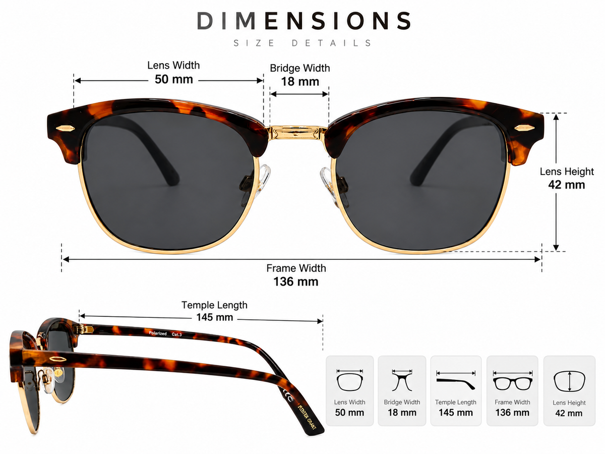 Foster Grant Polarized Sunglasses – Tortoiseshell & Gold Clubmaster Sunglass