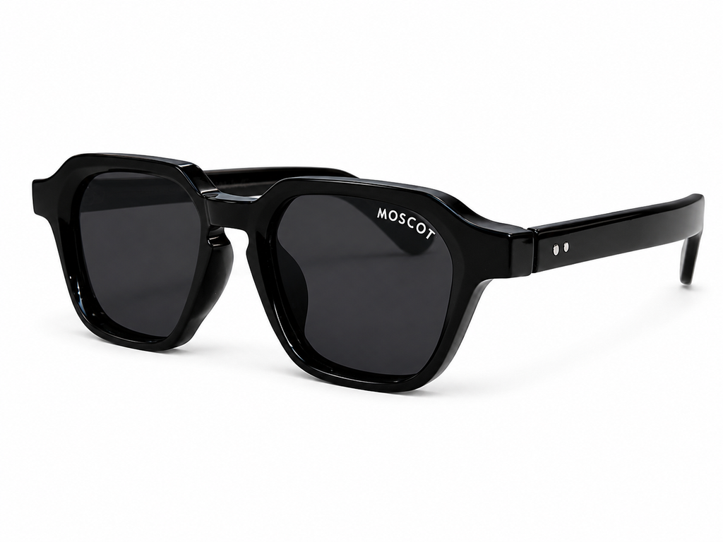 Bold Geometry – Premium Glossy Black Unisex Sunglasses