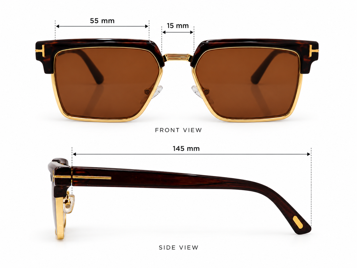 Club Master Premium Brown & Gold Square Sunglasses