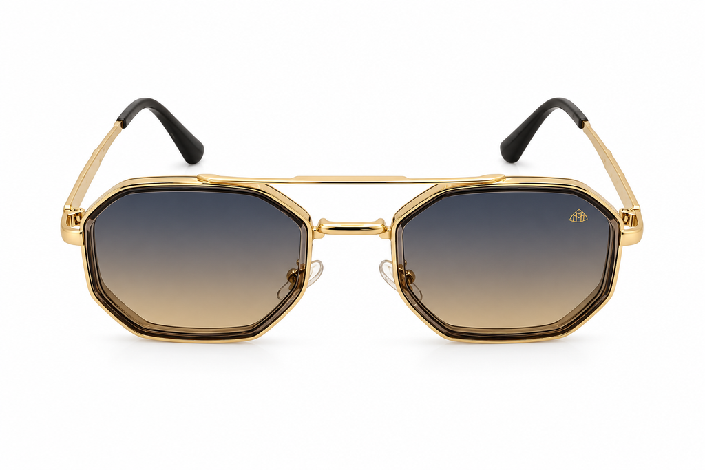 AUREVION GOLD – Luxury Geometric Double Bridge Sunglasses