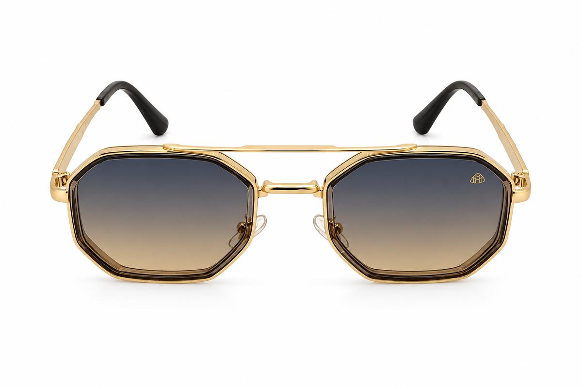 AUREVION GOLD – Luxury Geometric Double Bridge Sunglasses