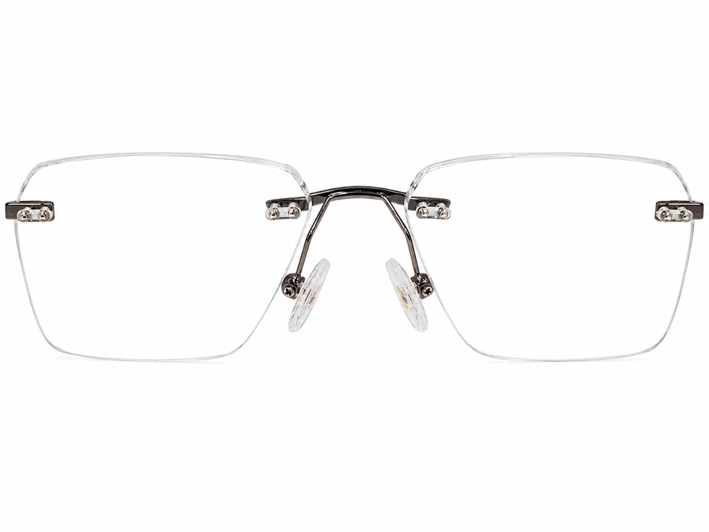 Luxury Rimless Wooden Temple Eyeglasses – Premium Designer Optical Frame