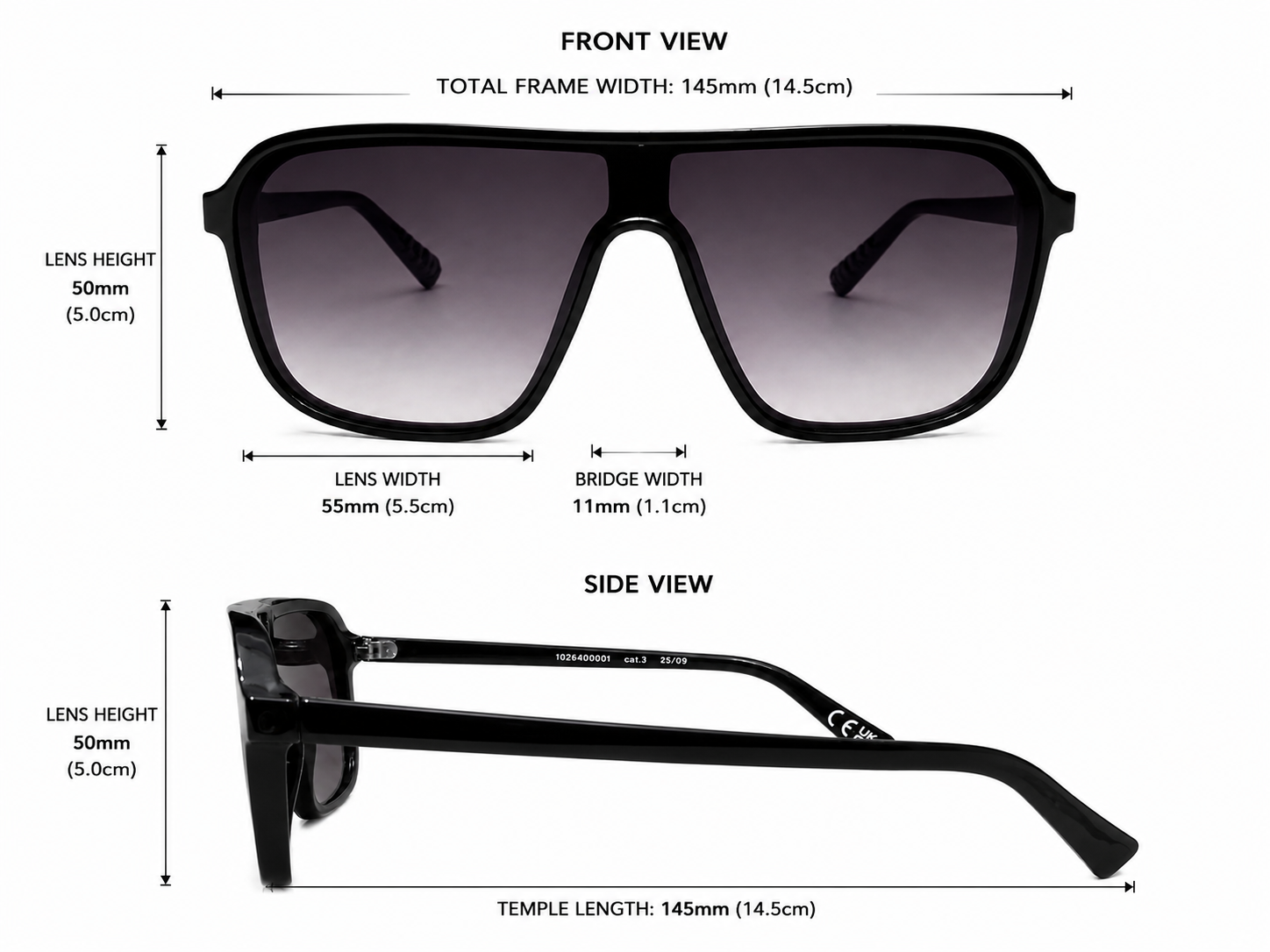 Shield Sunglasses – One Piece Lens - Lightweight Fashion