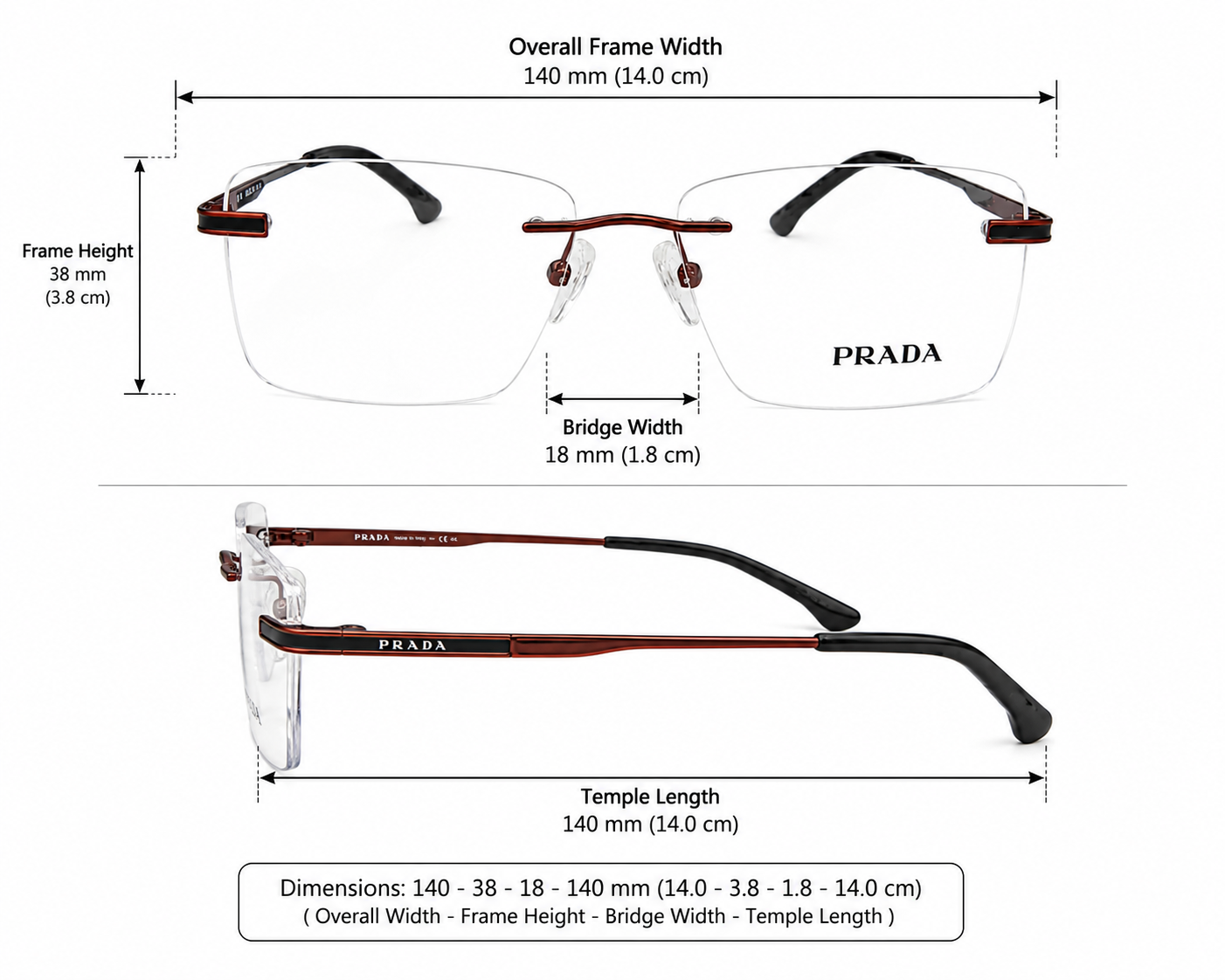 Rimless Square Eyeglasses Frame for Men & Women