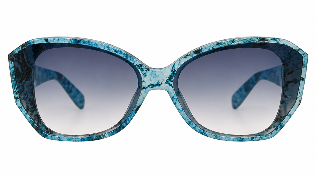 Aqua Blue Marble Oversized Statement Sunglasses