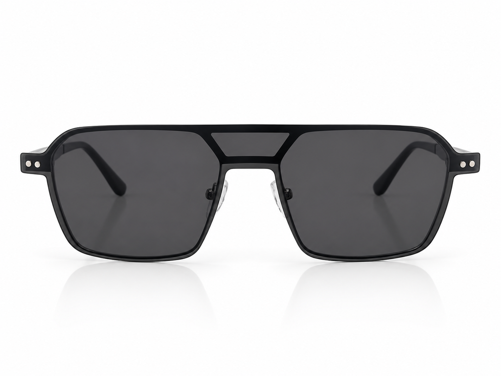 Luxe Double Bridge Rectangular Eyeglasses with Detachable Sunglass Attachment