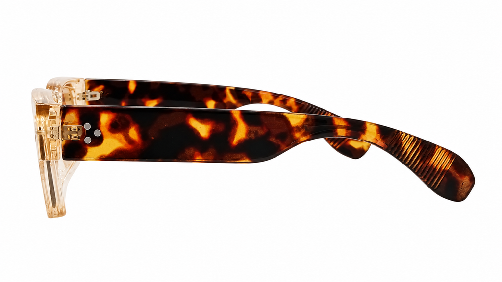 Champagne Crystal & Brown Havana Rectangular Sunglasses