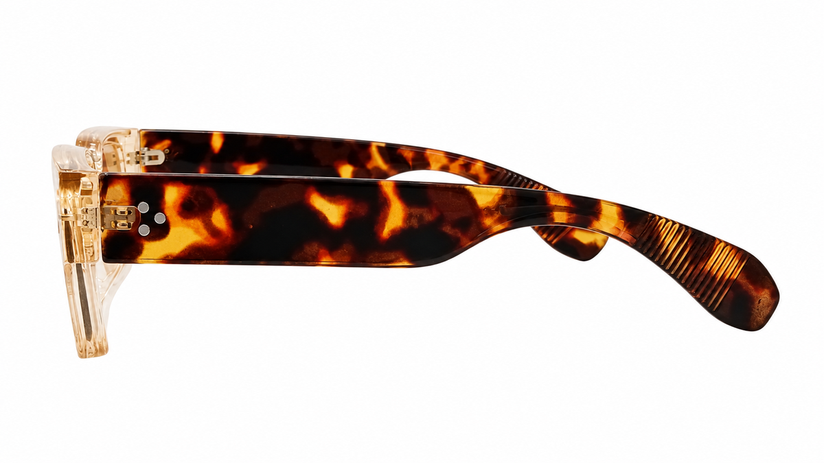Champagne Crystal & Brown Havana Rectangular Sunglasses