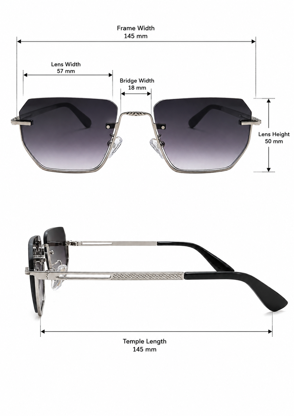 Geometric Rimless Sunglasses