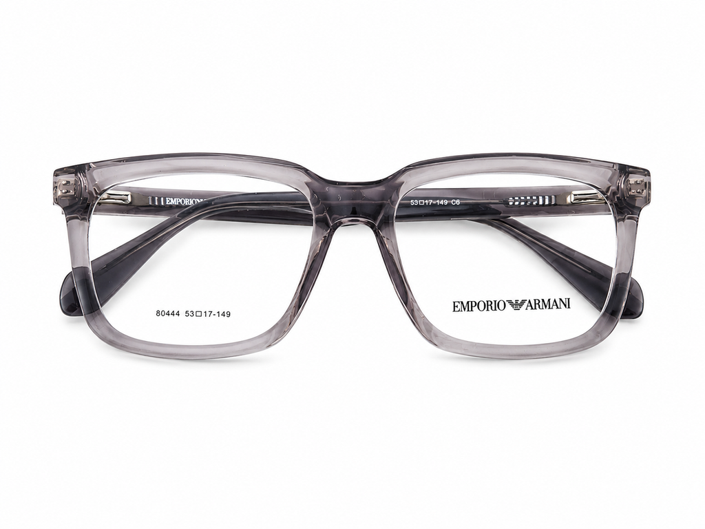 Premium Square Eyeglasses – Transparent Smoke Grey Frame | 53-17-149