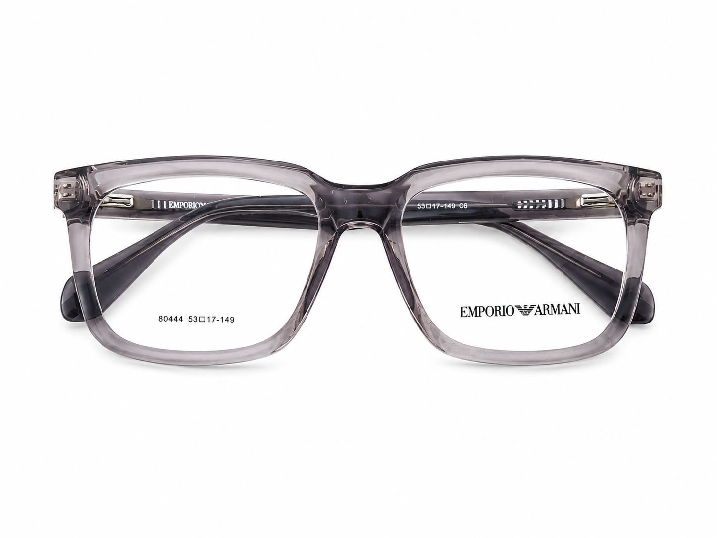 Premium Square Eyeglasses – Transparent Smoke Grey Frame | 53-17-149