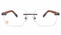 Executive Wooden Temple Rimless Eyeglasses