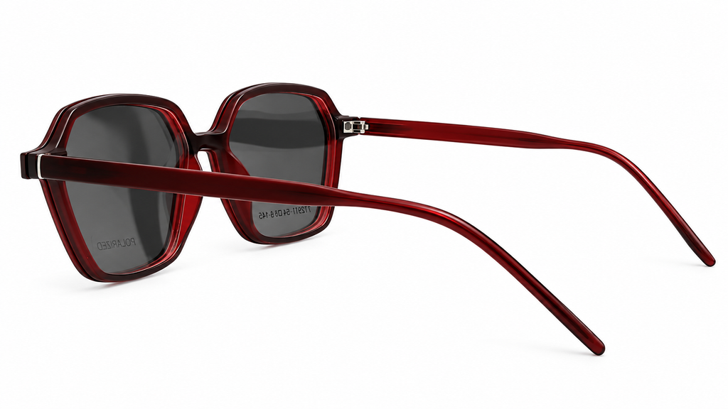 Geometric Polarized Clip-On Eyeglasses – Matte Burgundy Red