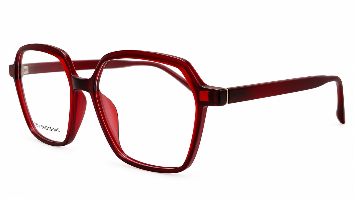 Geometric Polarized Clip-On Eyeglasses – Matte Burgundy Red