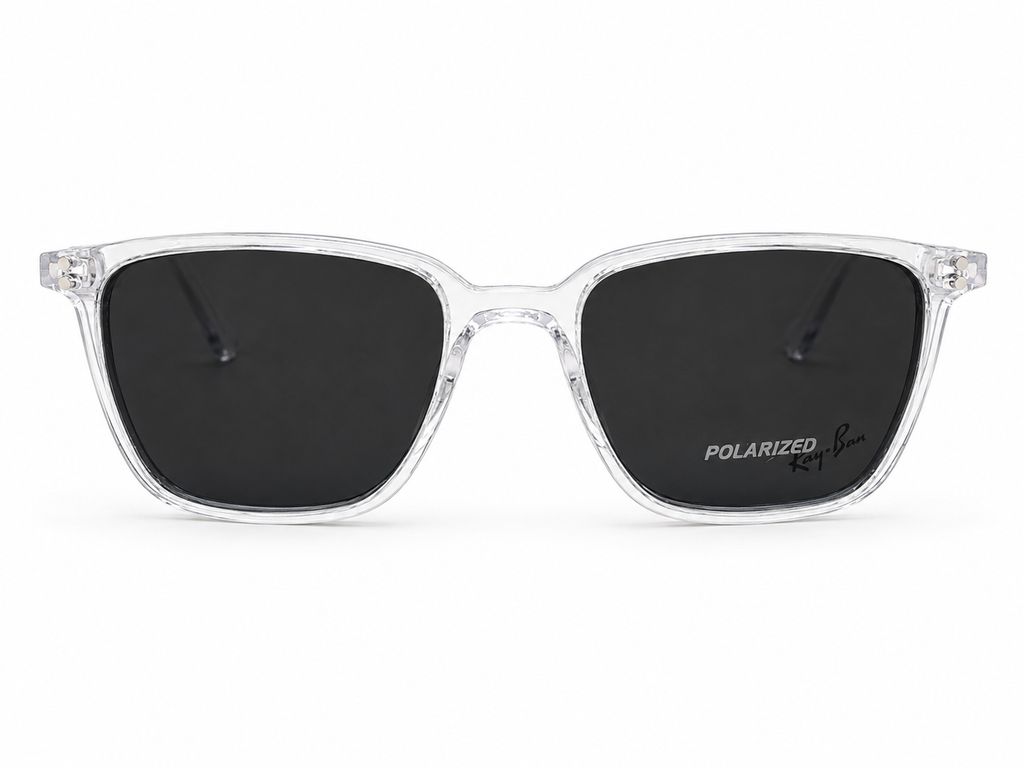 Square Optical Frame with Polarized Clip-On Sunglasses | 2-in-1 Unisex Eyewear