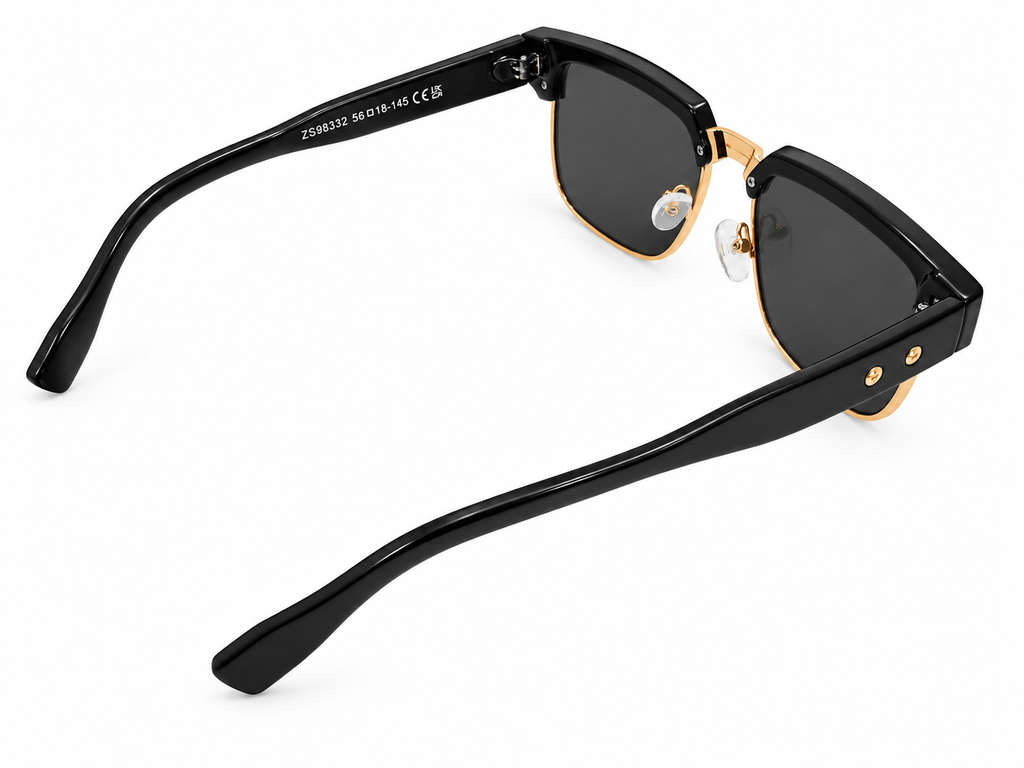 Classic Clubmaster Sunglasses – Premium Black & Gold Retro Shades