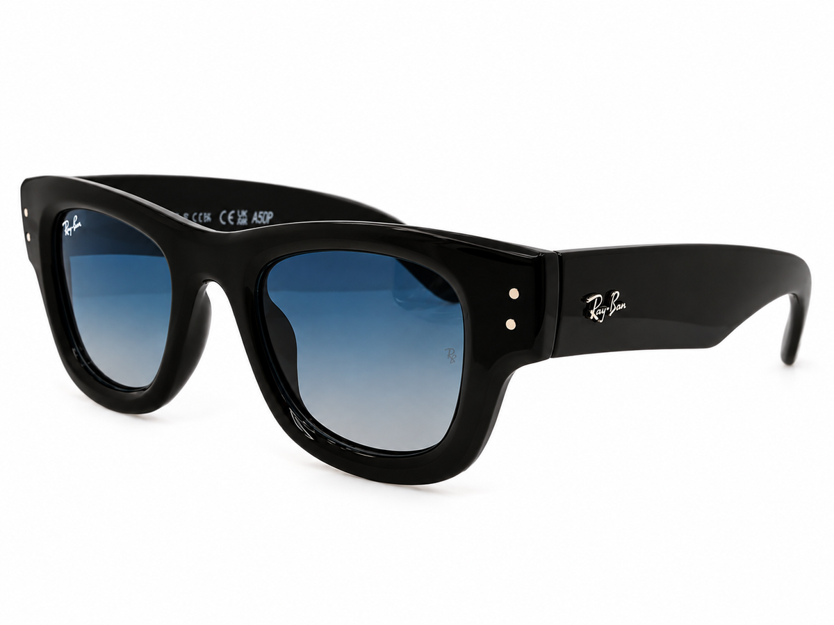 The Bold One – Chunky Wayfarer Sunglasses with Ice Blue Gradient Lenses