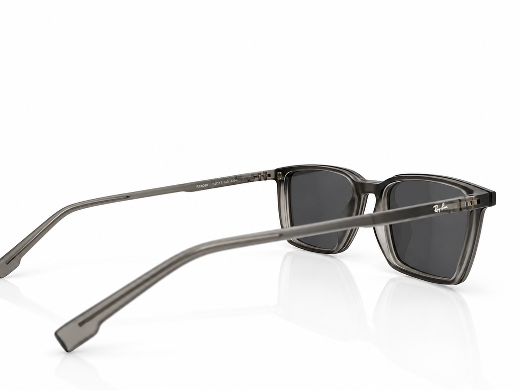 Rectangular Eyeglasses with Polarized Clip-On Sunglass Attachment – 8090