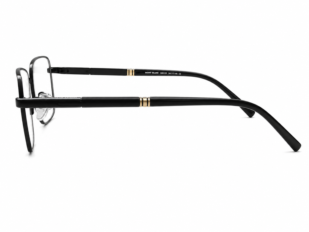 Luxury Metal Square Eyeglass Frame – Black Temples