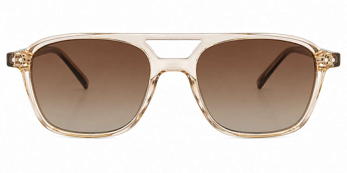 Transparent Champagne Double Bridge Unisex Sunglasses