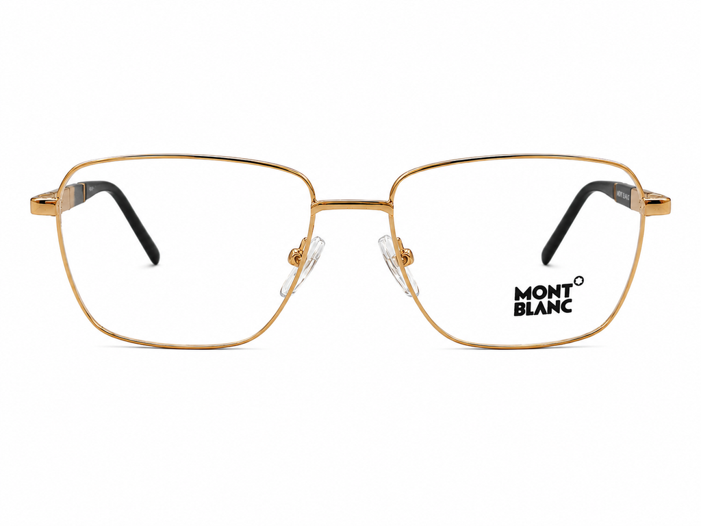 Luxury Metal Square Eyeglass Frame – Black Temples