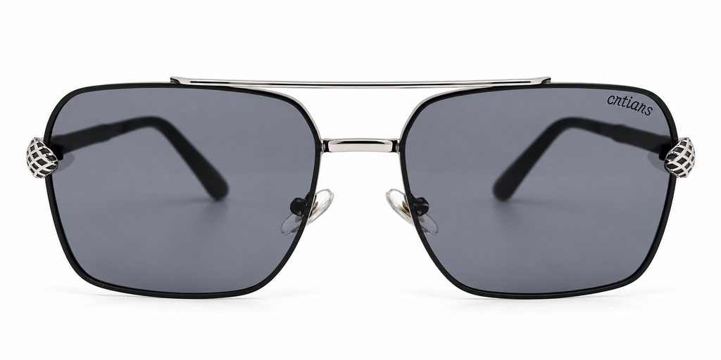 Luxury Square Double Bridge Sunglasses – Designer Temples