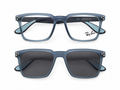 Magnetic Clip-On Bluish gray Eyeglasses with Polarized Attachment
