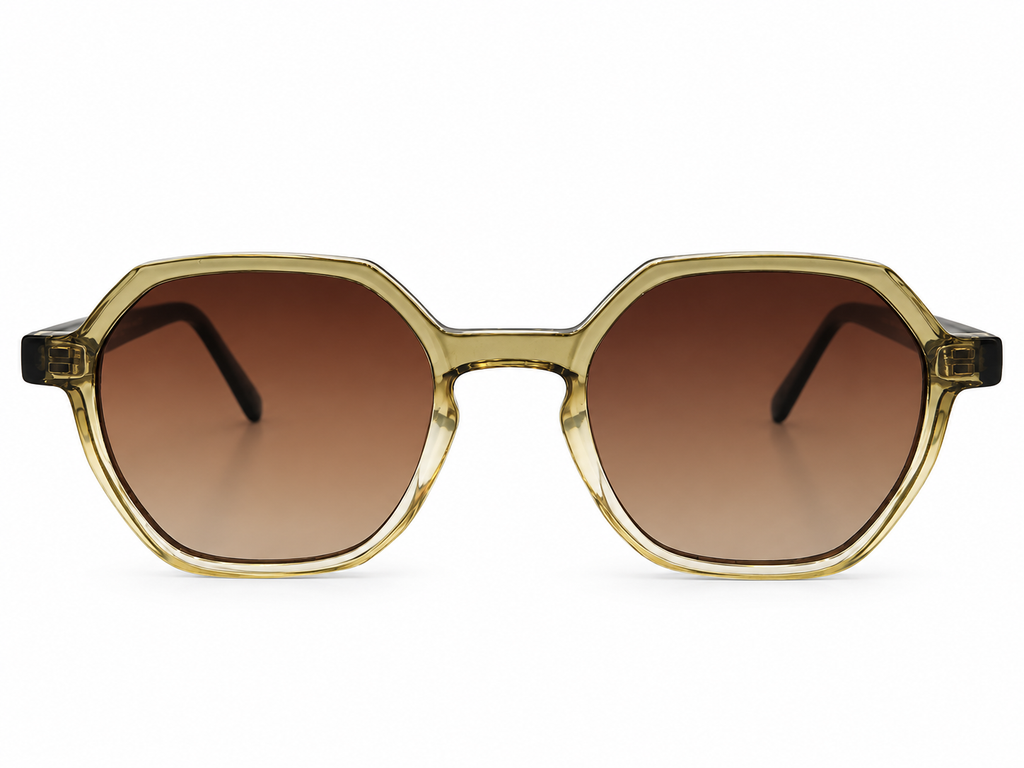 Transparent Olive Green Geometric Sunglasses