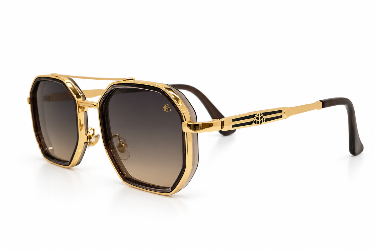 AUREVION GOLD – Luxury Geometric Double Bridge Sunglasses