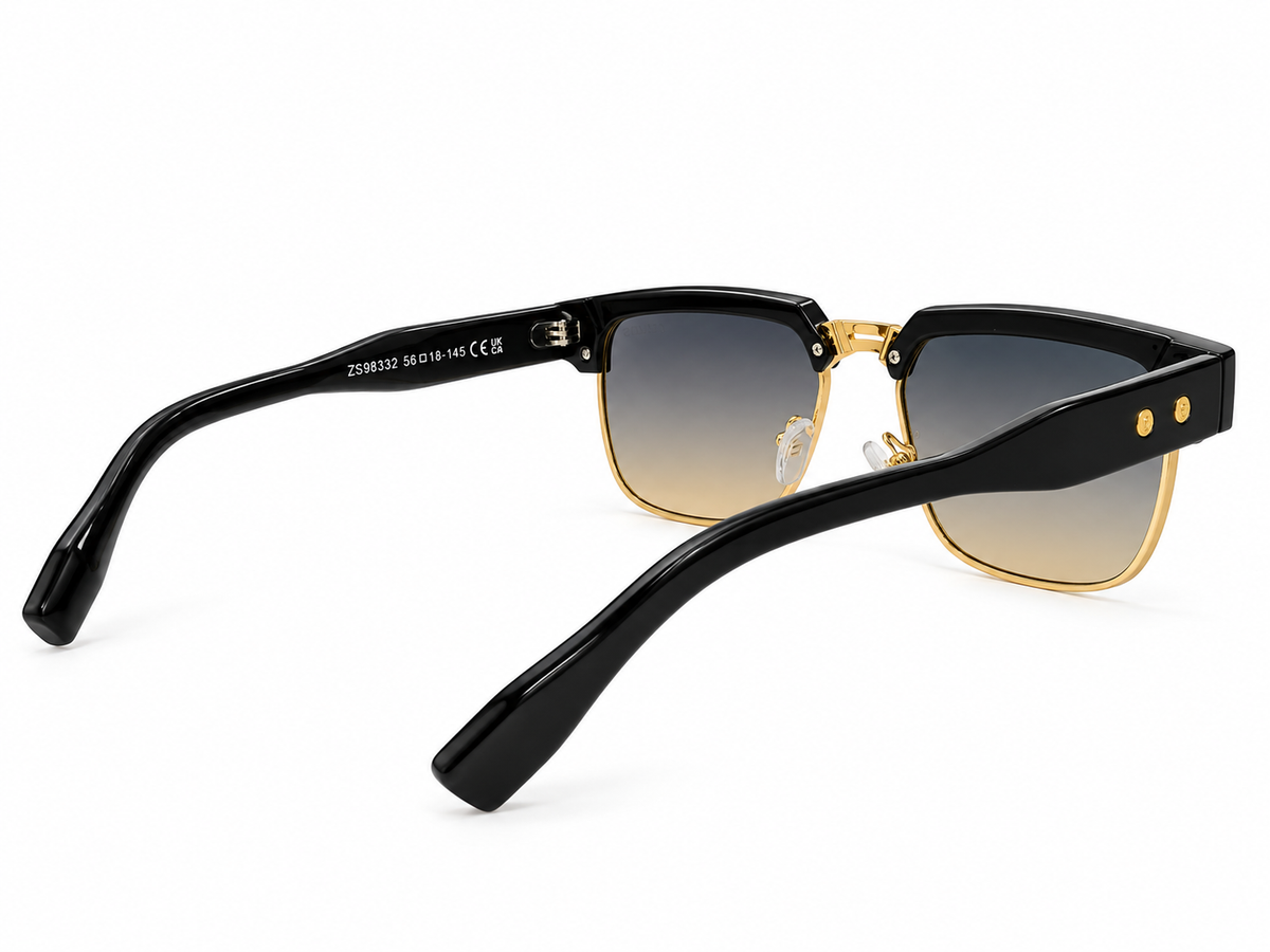 Classic Clubmaster Sunglasses – Premium Black & Gold Retro Shades