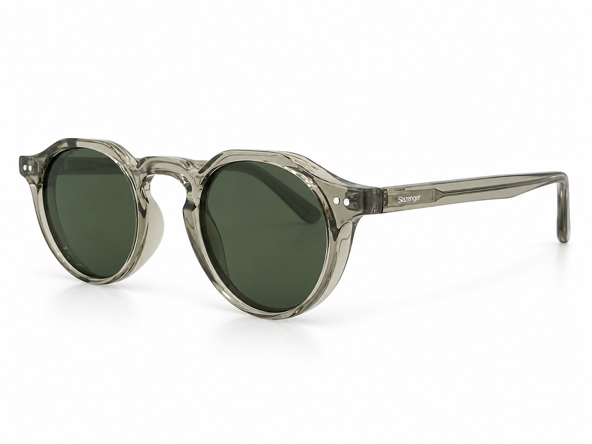 Crystal Olive Panto Round Sunglasses