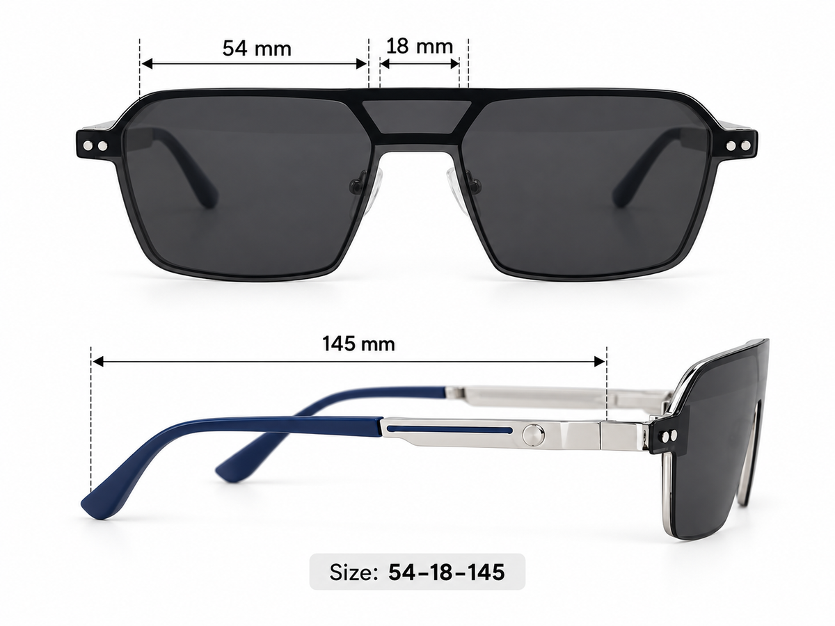 Luxe Double Bridge Rectangular Eyeglasses with Detachable Sunglass Attachment