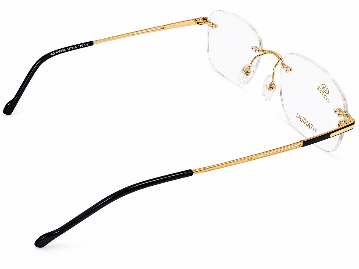 Golden Titanium Rimless Eyeglasses