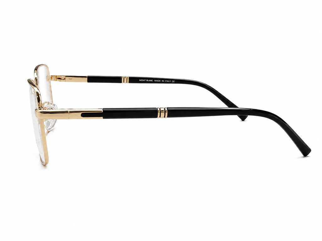 Luxury Metal Square Eyeglass Frame – Black Temples