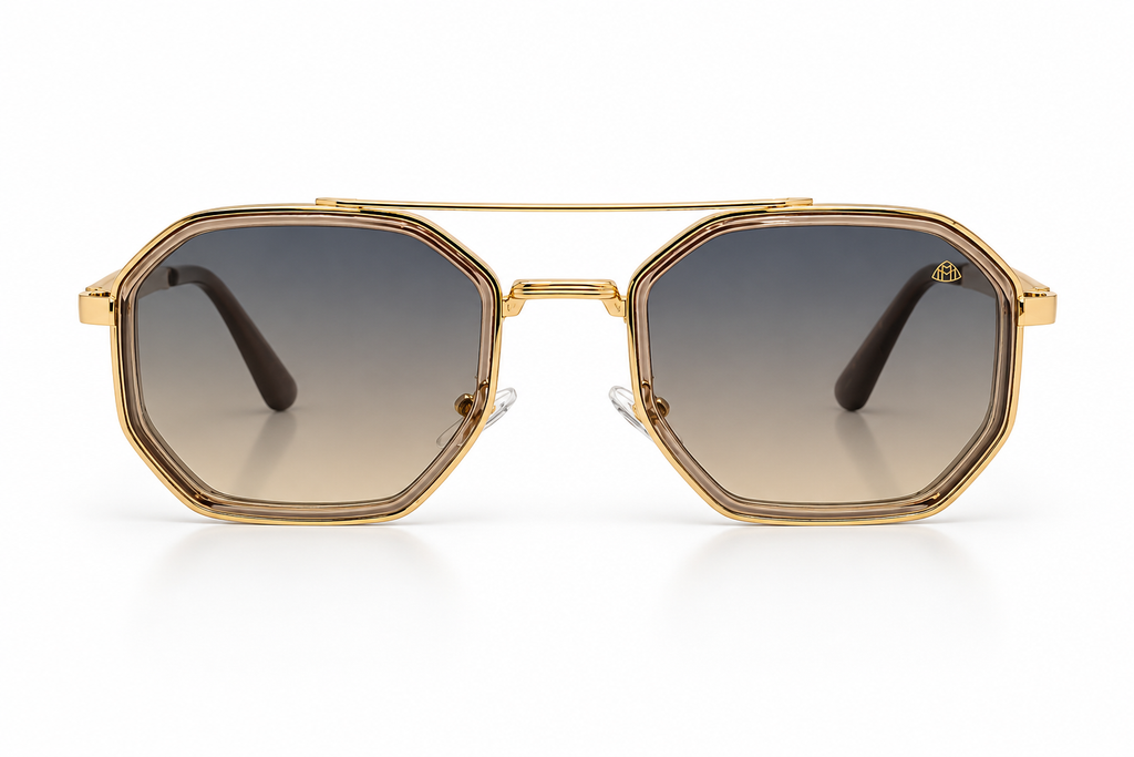 AUREVION GOLD – Luxury Geometric Double Bridge Sunglasses