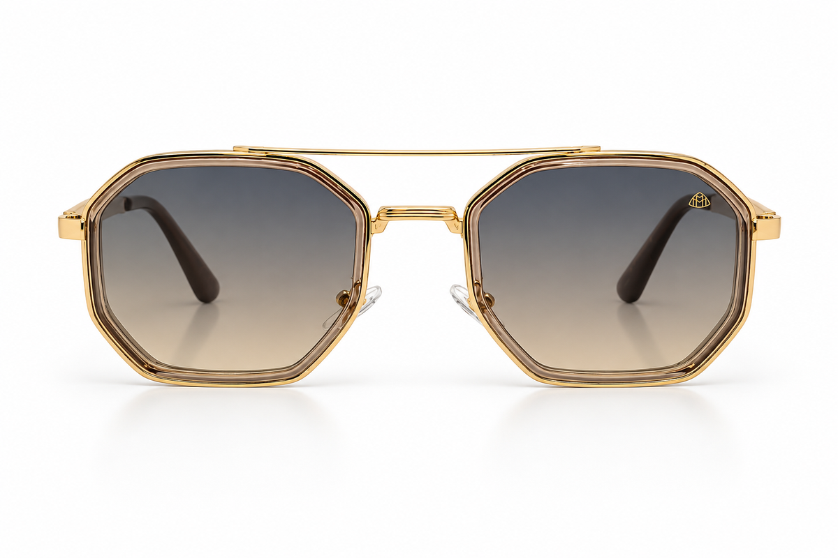 AUREVION GOLD – Luxury Geometric Double Bridge Sunglasses